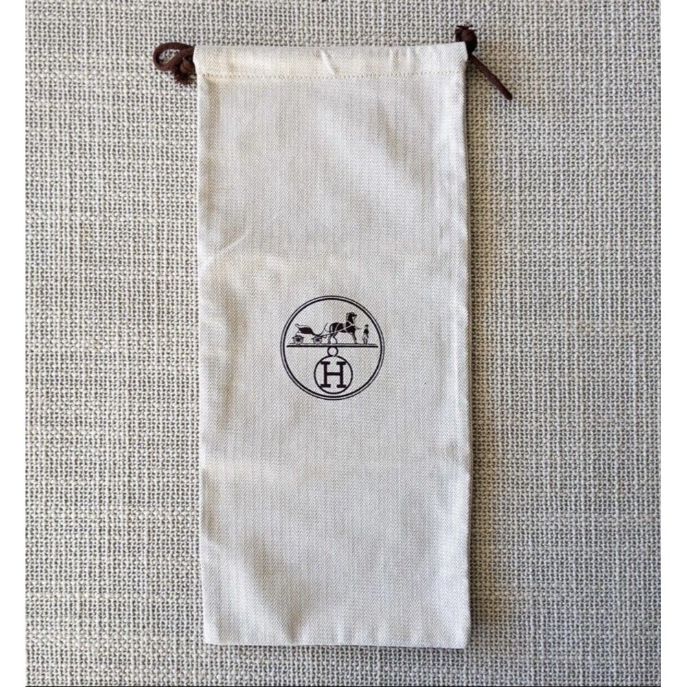 HERMÈS Herringbone Tweed Drawstring dust bag pouch | 7” x 15.5"